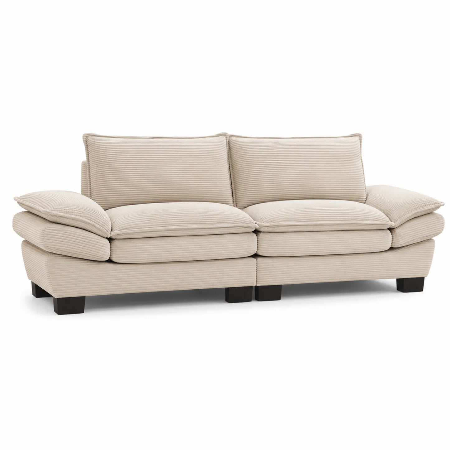 Canapé trois places en tissu côtelé beige