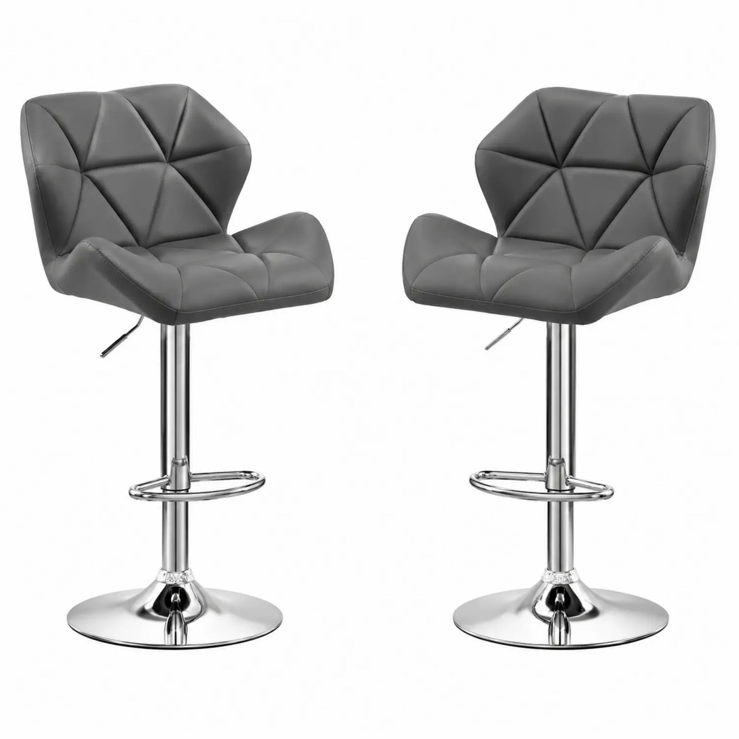 Ensemble de 2 tabourets de bar en similicuir Gris avec cadre métallique