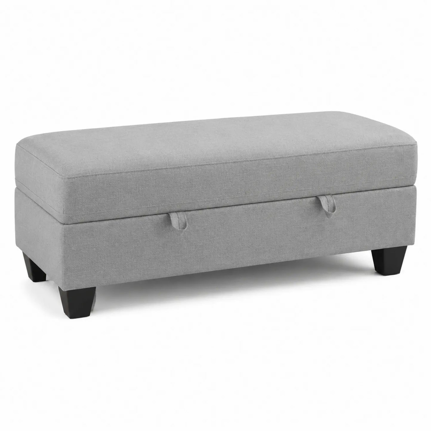 Banc en tissu gris avec rangement intégré