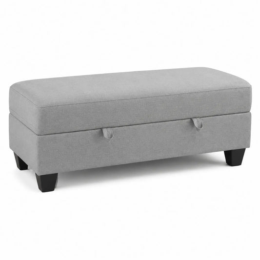 Banc en tissu gris avec rangement intégré