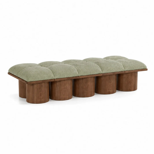 Banc en Bois et Tissu Vert 140 cm