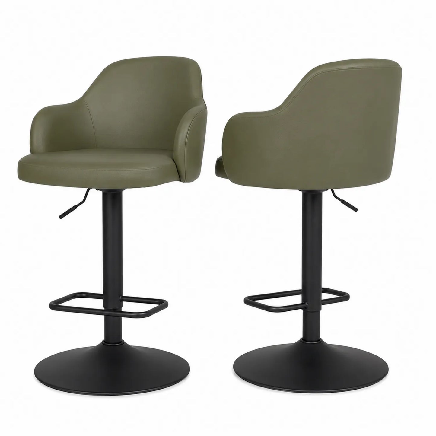 Tabourets de bar réglables en cuir PU avec dossier pivotant Vert