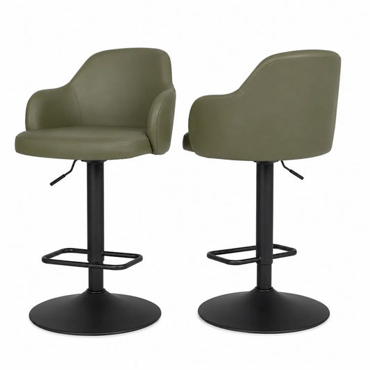 Tabourets de bar réglables en cuir PU avec dossier pivotant Vert