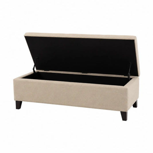 Banc de rangement rectangulaire en tissu polyester beige