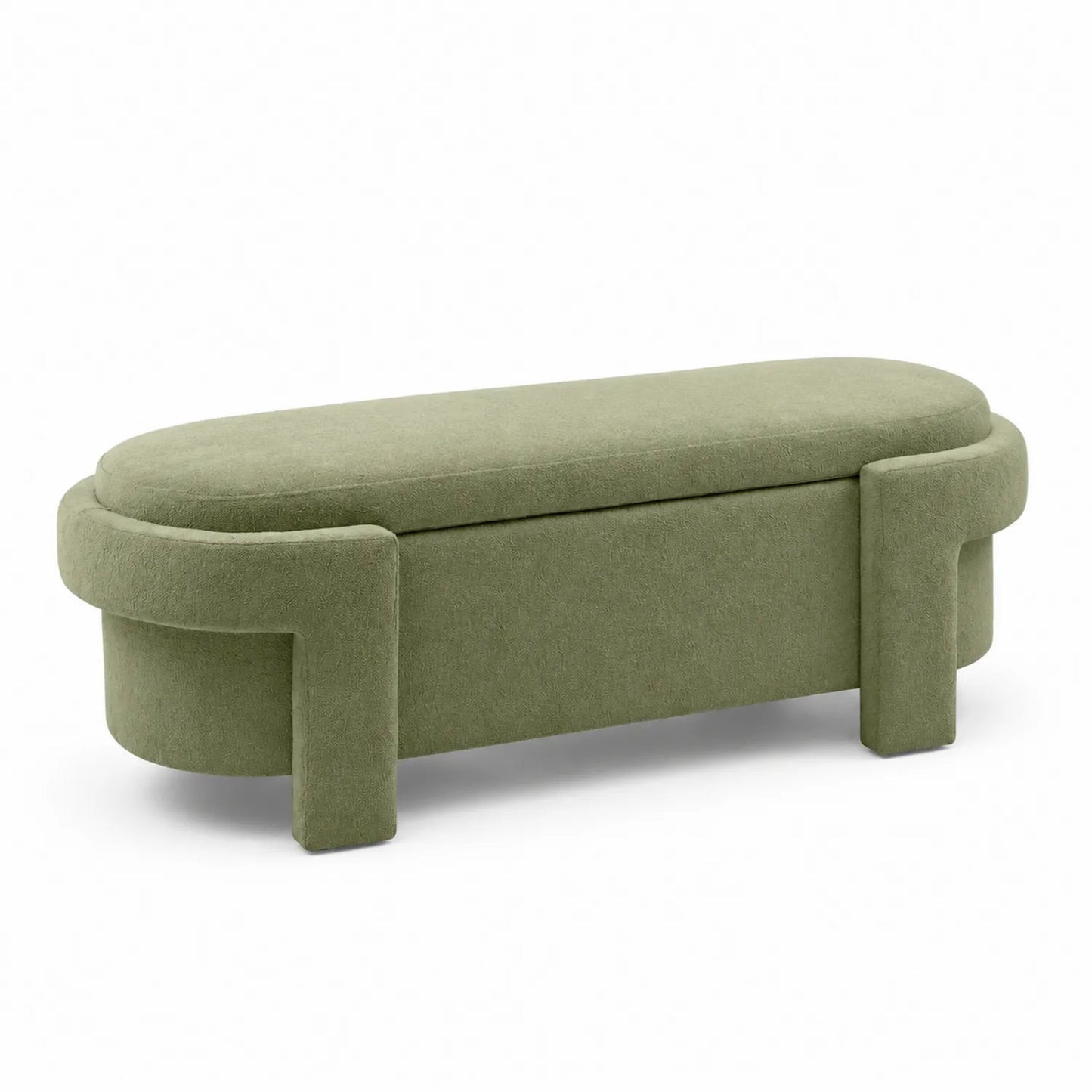 Banc en tissu polyester vert avec rangement 140 cm