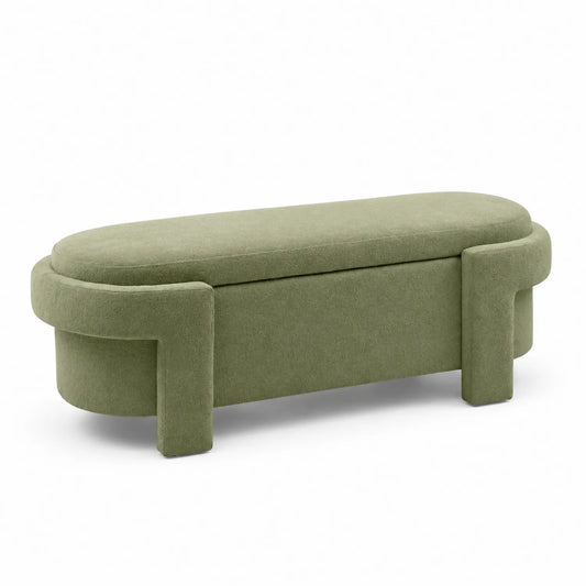 Banc en tissu polyester vert avec rangement 140 cm