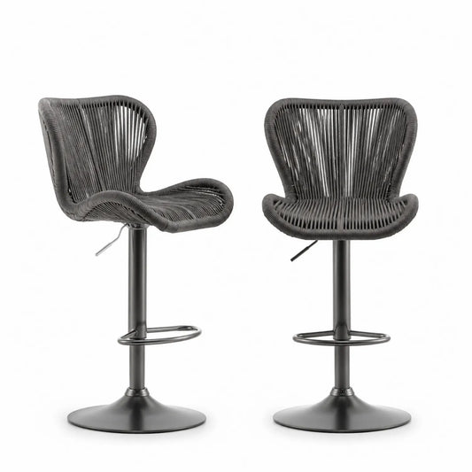 Tabouret de Bar en Polyester et Métal Noir