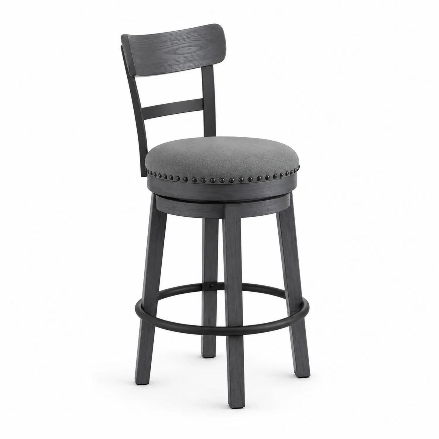 Tabouret de Bar Pivotant Bois Tissu Gris