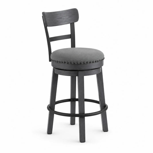Tabouret de Bar Pivotant Bois Tissu Gris